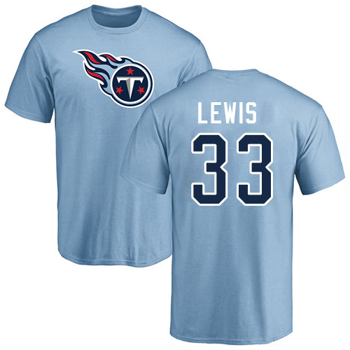 Tennessee Titans Men Light Blue Dion Lewis Name and Number Logo NFL Football #33 T Shirt->tennessee titans->NFL Jersey